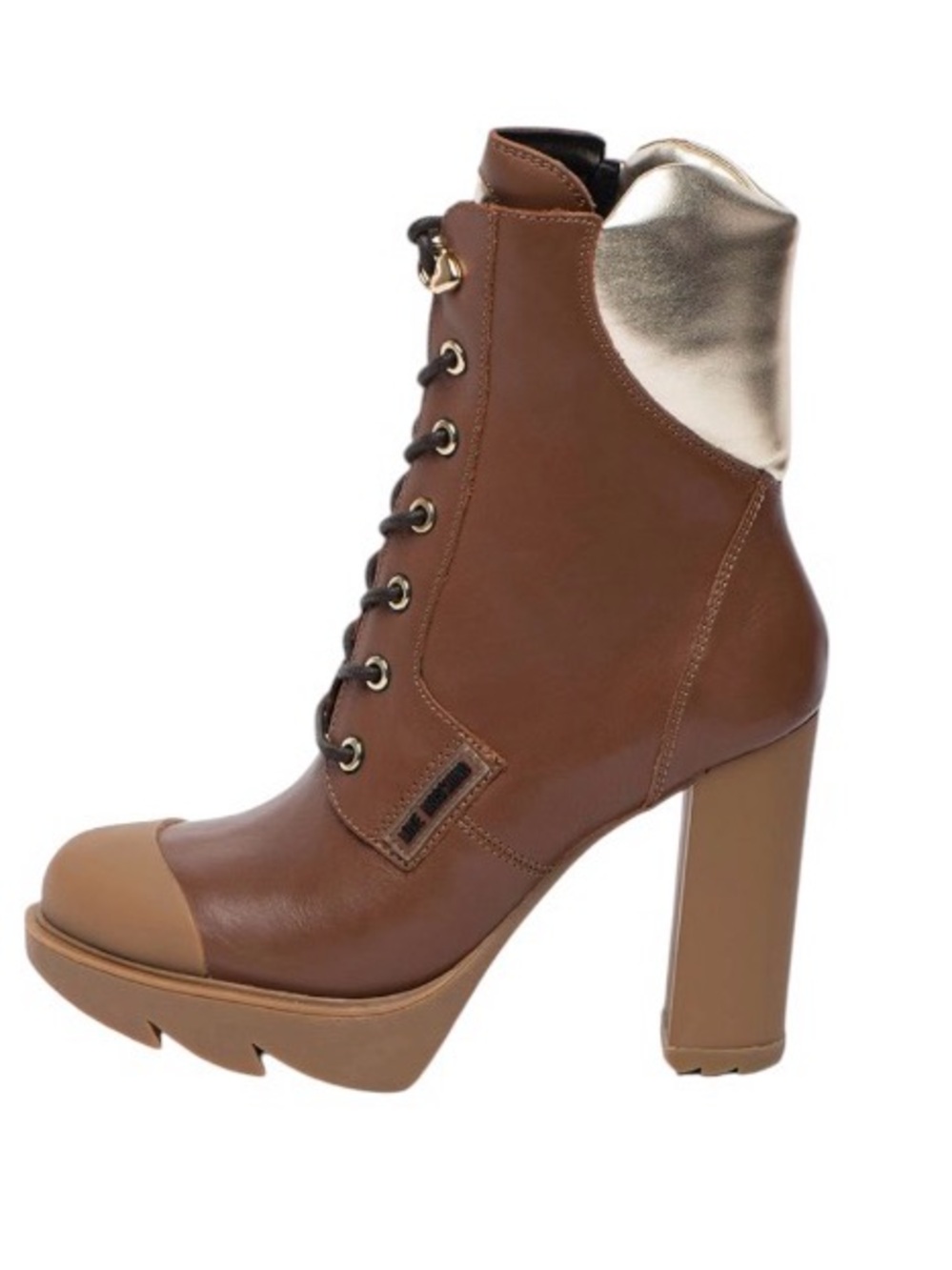 LOVE MOSCHINO BROWN LACE-UP PLATFORM HIGH HEELS ANKLE BOOTS SIZE 7